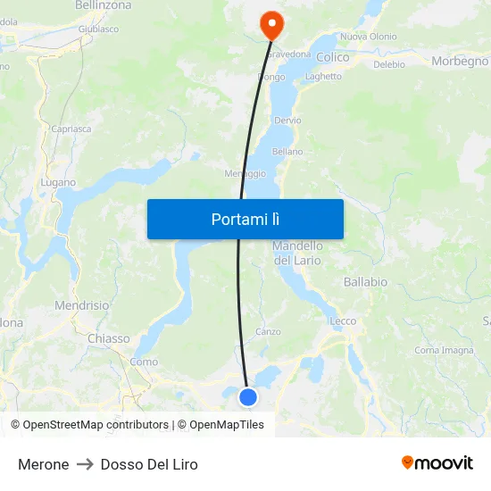 Merone to Dosso Del Liro map