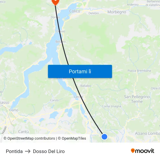 Pontida to Dosso Del Liro map