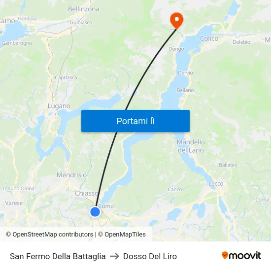 San Fermo Della Battaglia to Dosso Del Liro map