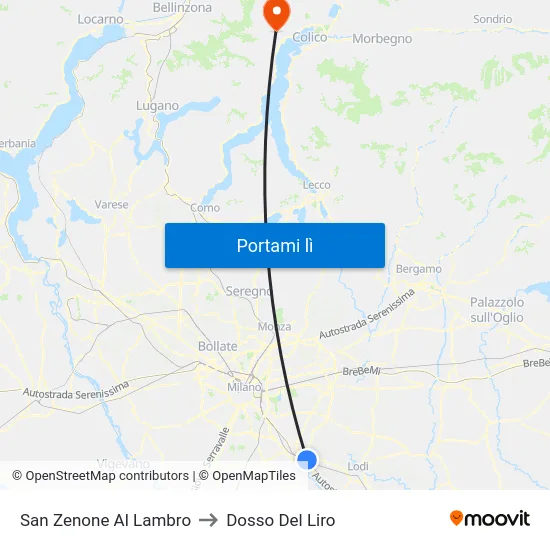 San Zenone Al Lambro to Dosso Del Liro map