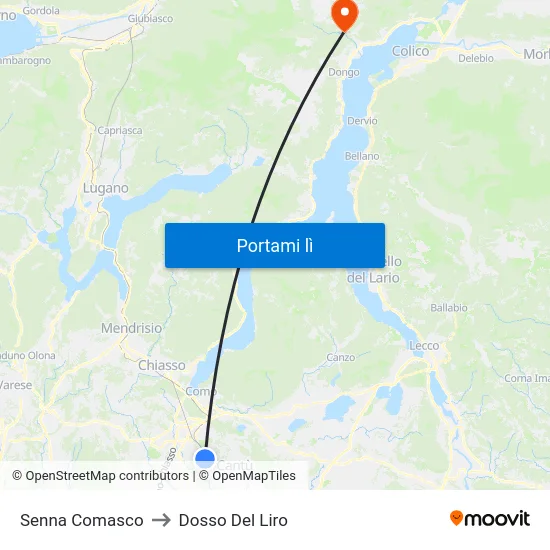 Senna Comasco to Dosso Del Liro map