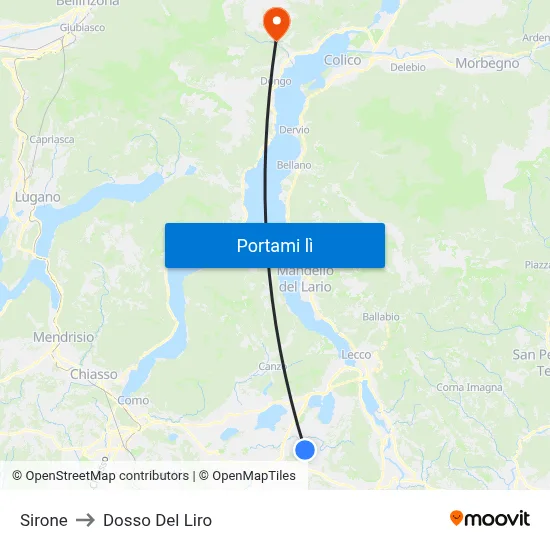 Sirone to Dosso Del Liro map