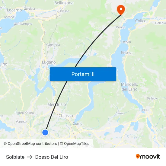 Solbiate to Dosso Del Liro map