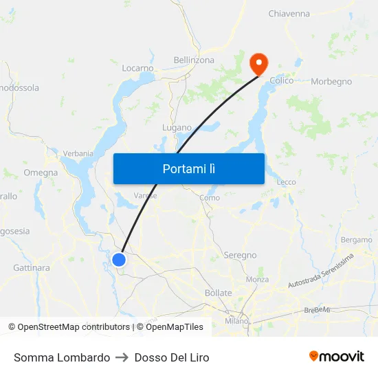 Somma Lombardo to Dosso Del Liro map
