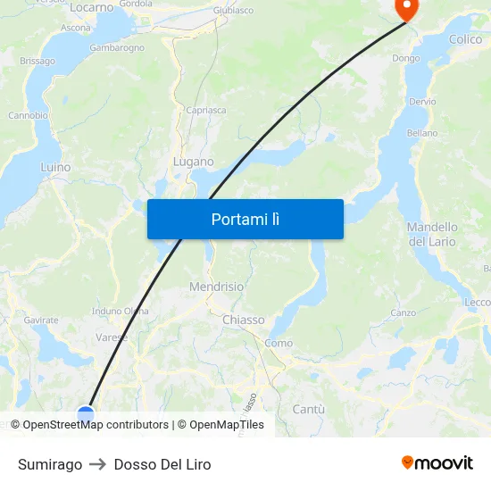 Sumirago to Dosso Del Liro map