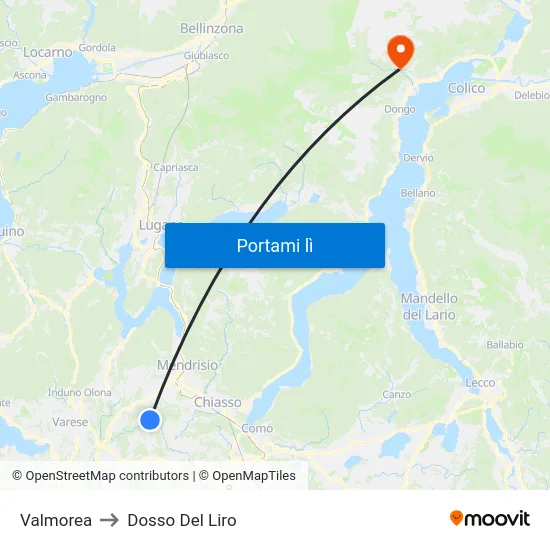 Valmorea to Dosso Del Liro map