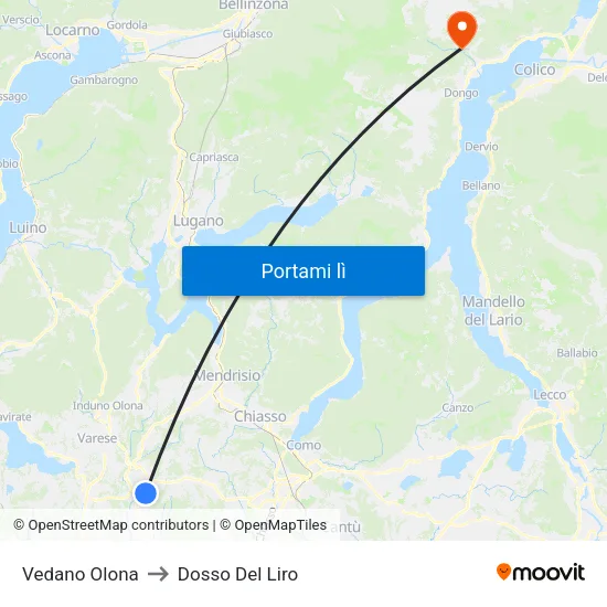 Vedano Olona to Dosso Del Liro map