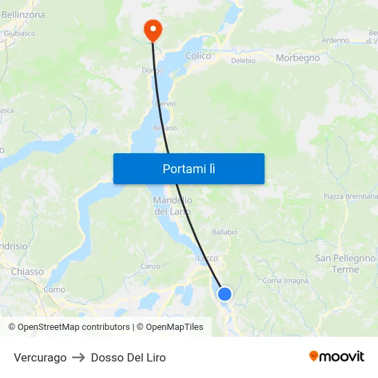 Vercurago to Dosso Del Liro map