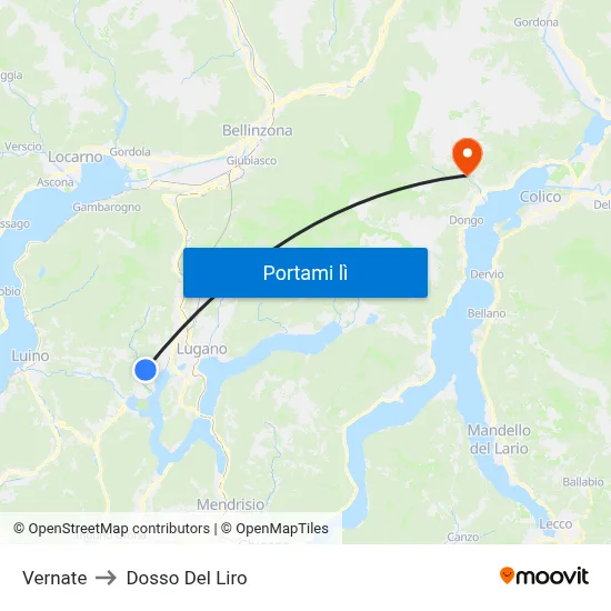 Vernate to Dosso Del Liro map