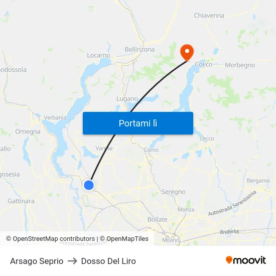 Arsago Seprio to Dosso Del Liro map