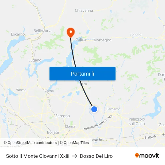 Sotto Il Monte Giovanni Xxiii to Dosso Del Liro map