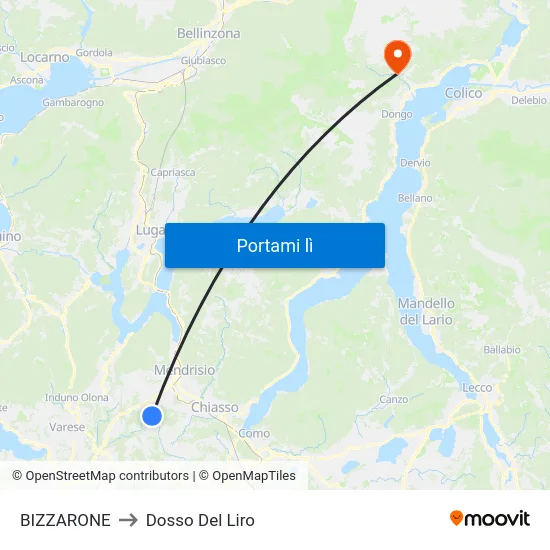 BIZZARONE to Dosso Del Liro map