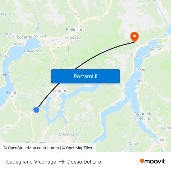 Cadegliano-Viconago to Dosso Del Liro map