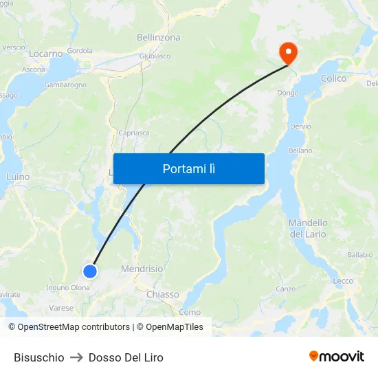 Bisuschio to Dosso Del Liro map