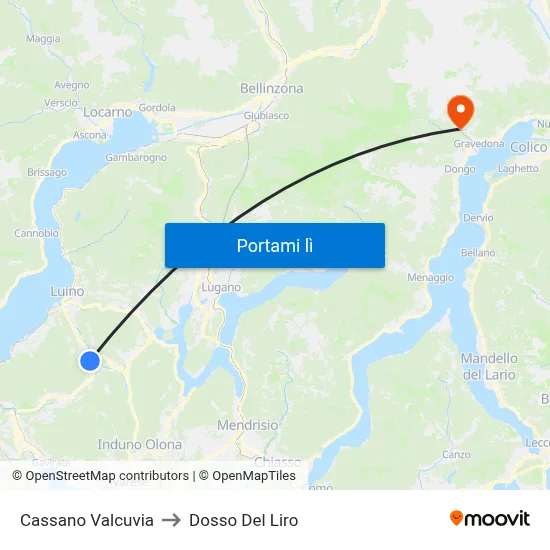 Cassano Valcuvia to Dosso Del Liro map