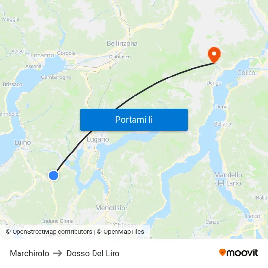 Marchirolo to Dosso Del Liro map