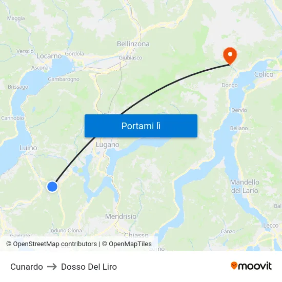 Cunardo to Dosso Del Liro map