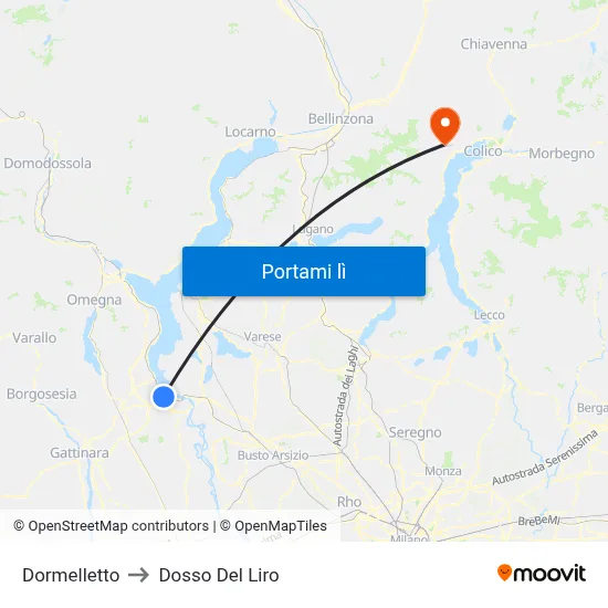 Dormelletto to Dosso Del Liro map