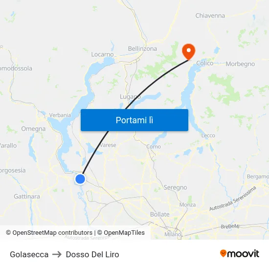 Golasecca to Dosso Del Liro map