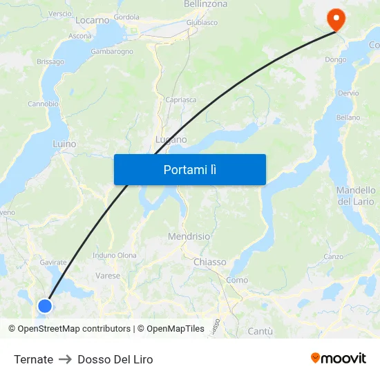 Ternate to Dosso Del Liro map