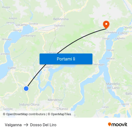 Valganna to Dosso Del Liro map