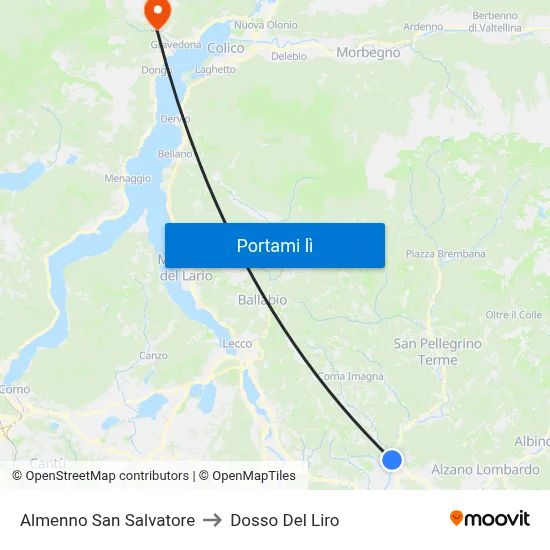 Almenno San Salvatore to Dosso Del Liro map