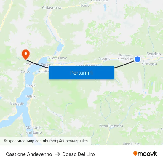 Castione Andevenno to Dosso Del Liro map