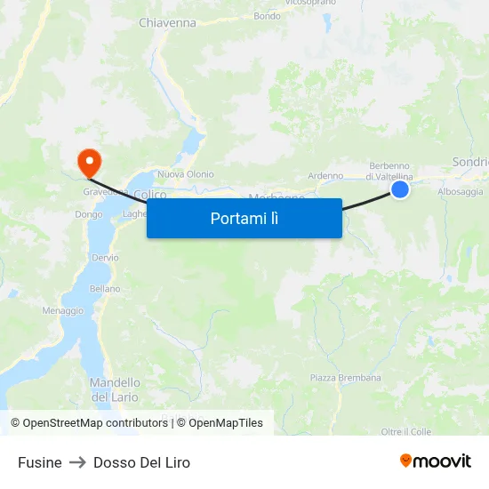 Fusine to Dosso Del Liro map