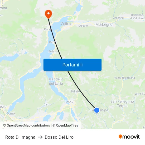 Rota D' Imagna to Dosso Del Liro map