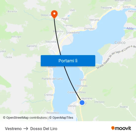Vestreno to Dosso Del Liro map