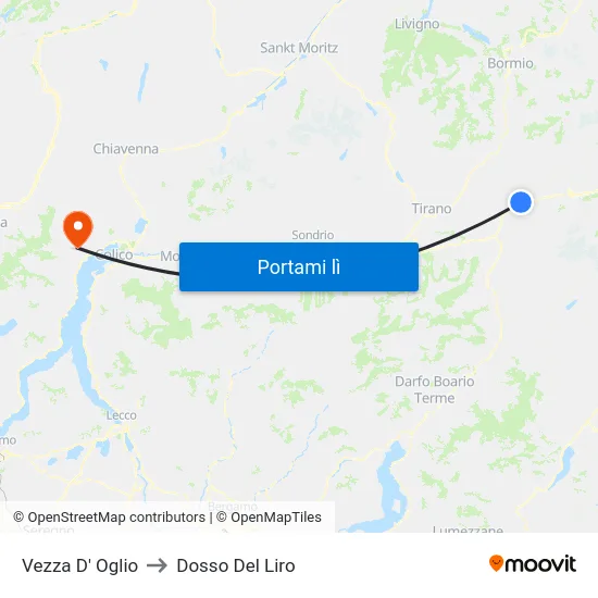 Vezza D' Oglio to Dosso Del Liro map