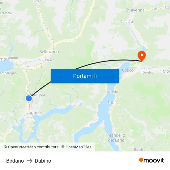 Bedano to Dubino map