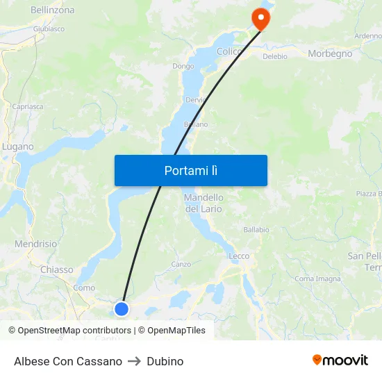 Albese Con Cassano to Dubino map