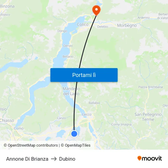 Annone Di Brianza to Dubino map