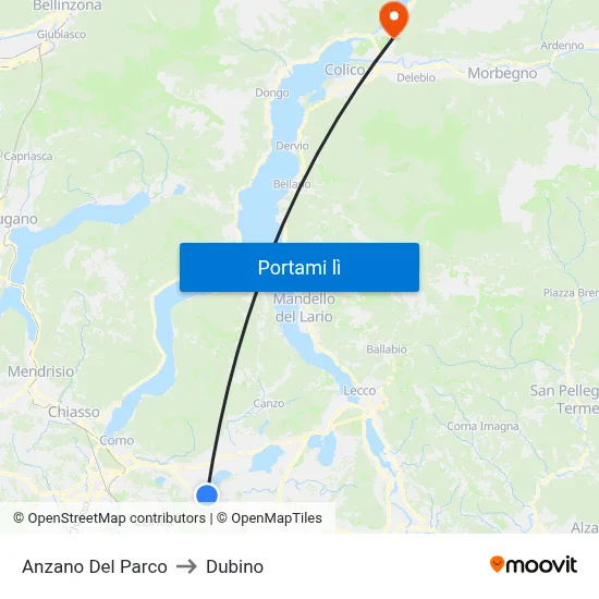 Anzano Del Parco to Dubino map