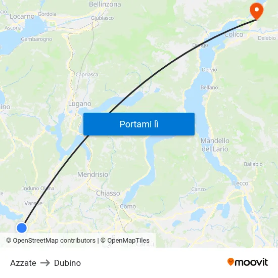 Azzate to Dubino map