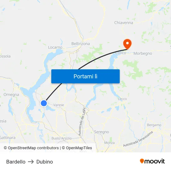 Bardello to Dubino map