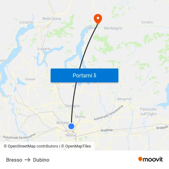 Bresso to Dubino map