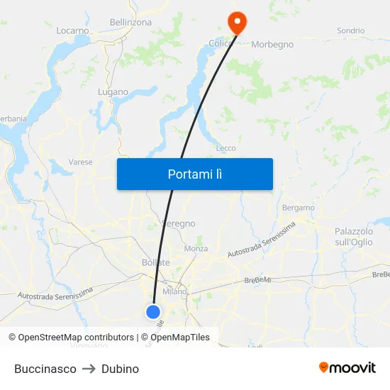 Buccinasco to Dubino map