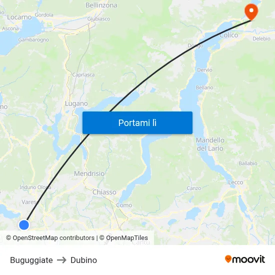 Buguggiate to Dubino map