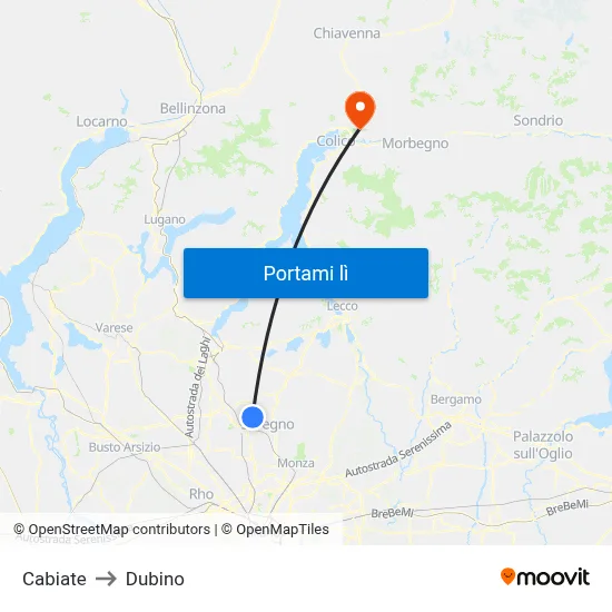 Cabiate to Dubino map