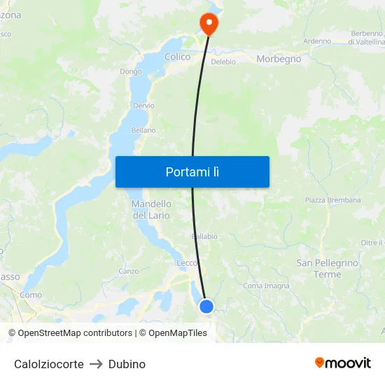 Calolziocorte to Dubino map