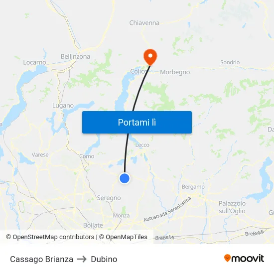 Cassago Brianza to Dubino map