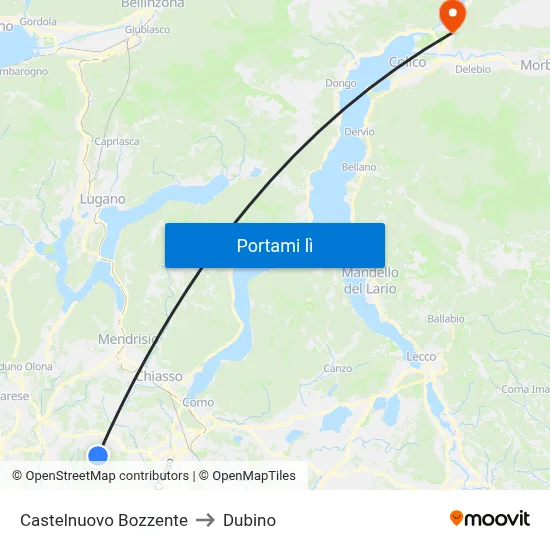 Castelnuovo Bozzente to Dubino map