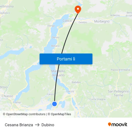 Cesana Brianza to Dubino map