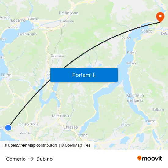 Comerio to Dubino map