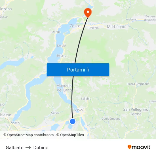 Galbiate to Dubino map