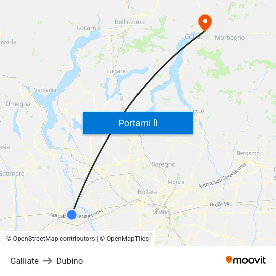 Galliate to Dubino map