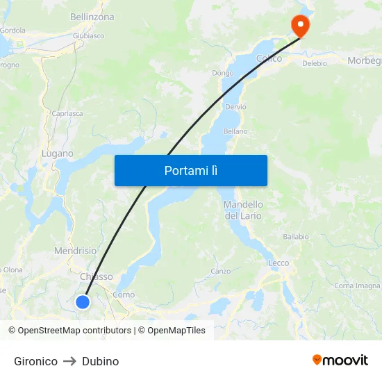 Gironico to Dubino map