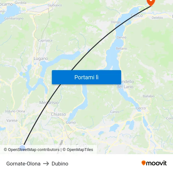 Gornate-Olona to Dubino map